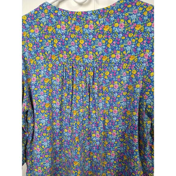 Adrienne Vittadini Woman 1X Blouse V Neck Slit Tie 3/4 Sleeve Floral Cottage... - Picture 8 of 9